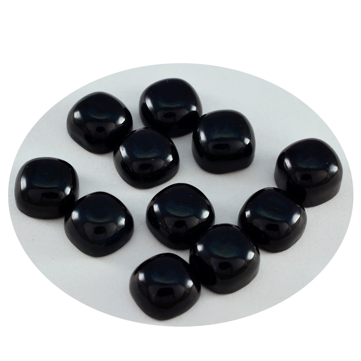 Schwarzer Onyx, 10 Stück, winzige 5 x 5 mm Kissen-Cabochon, schwarze brillante Halbedelsteine, lose Edelsteine Zweitbild