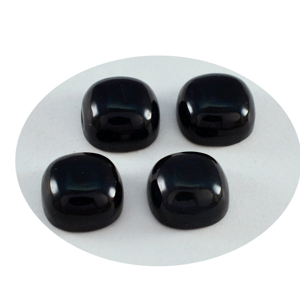 Schwarzer Onyx, 1 Stück, klein, 7 x 7 mm, Kissen-Cabochon, schwarz poliert, halbedelsteinartig, lose Edelsteine
