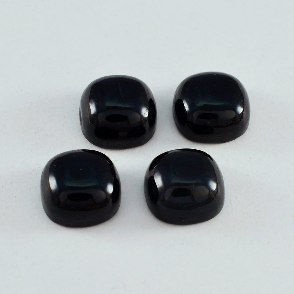 Schwarzer Onyx, 1 Stück, klein, 7 x 7 mm, Kissen-Cabochon, schwarz poliert, halbedelsteinartig, lose Edelsteine
