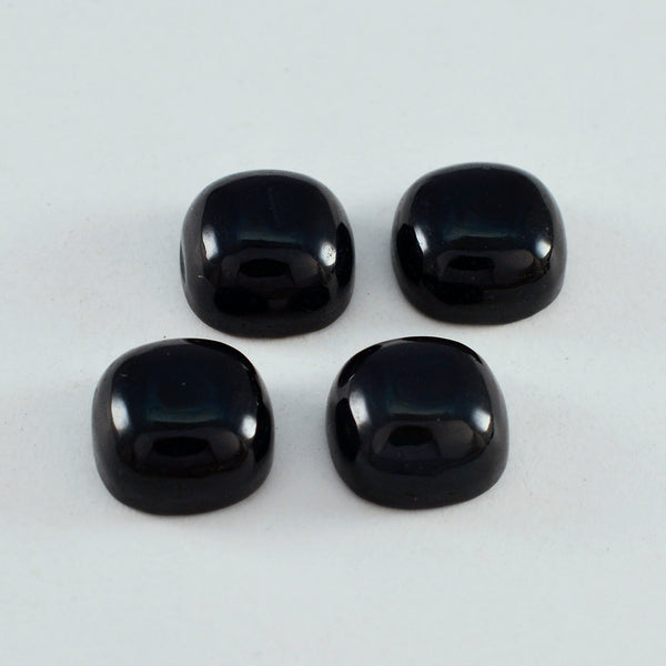 Schwarzer Onyx, 1 Stück, klein, 7 x 7 mm, Kissen-Cabochon, schwarz poliert, halbedelsteinartig, lose Edelsteine