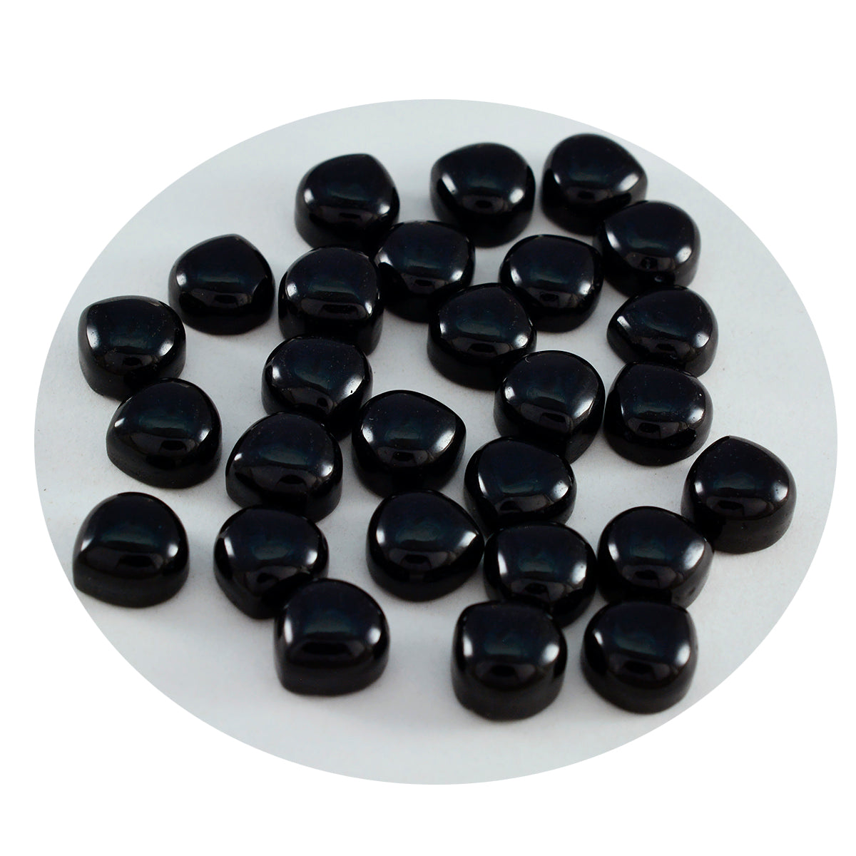 Black Onyx 1PC Tiny 6x6 MM Heart Cabochon Black Brilliant semi Precious Loose Gems Sekundär produktbild