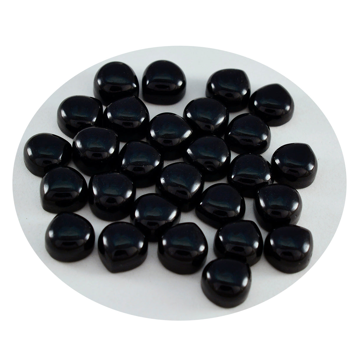 Black Onyx 1PC Small 7x7 MM Heart Cabochon Black Sparkling semi Precious Loose Gemstone Immagine secondaria del prodotto