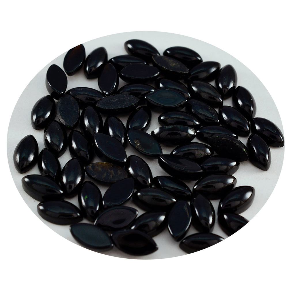 Black Onyx 10PC Tiny 3x6 MM Marquise  Cabochon Black Polished semi Precious Loose Gemstones