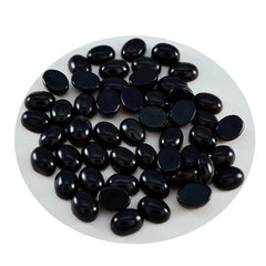 Black Onyx 10PC Tiny 4x6 MM Oval Cabochon Black Pure semi Precious Loose Gemstones
