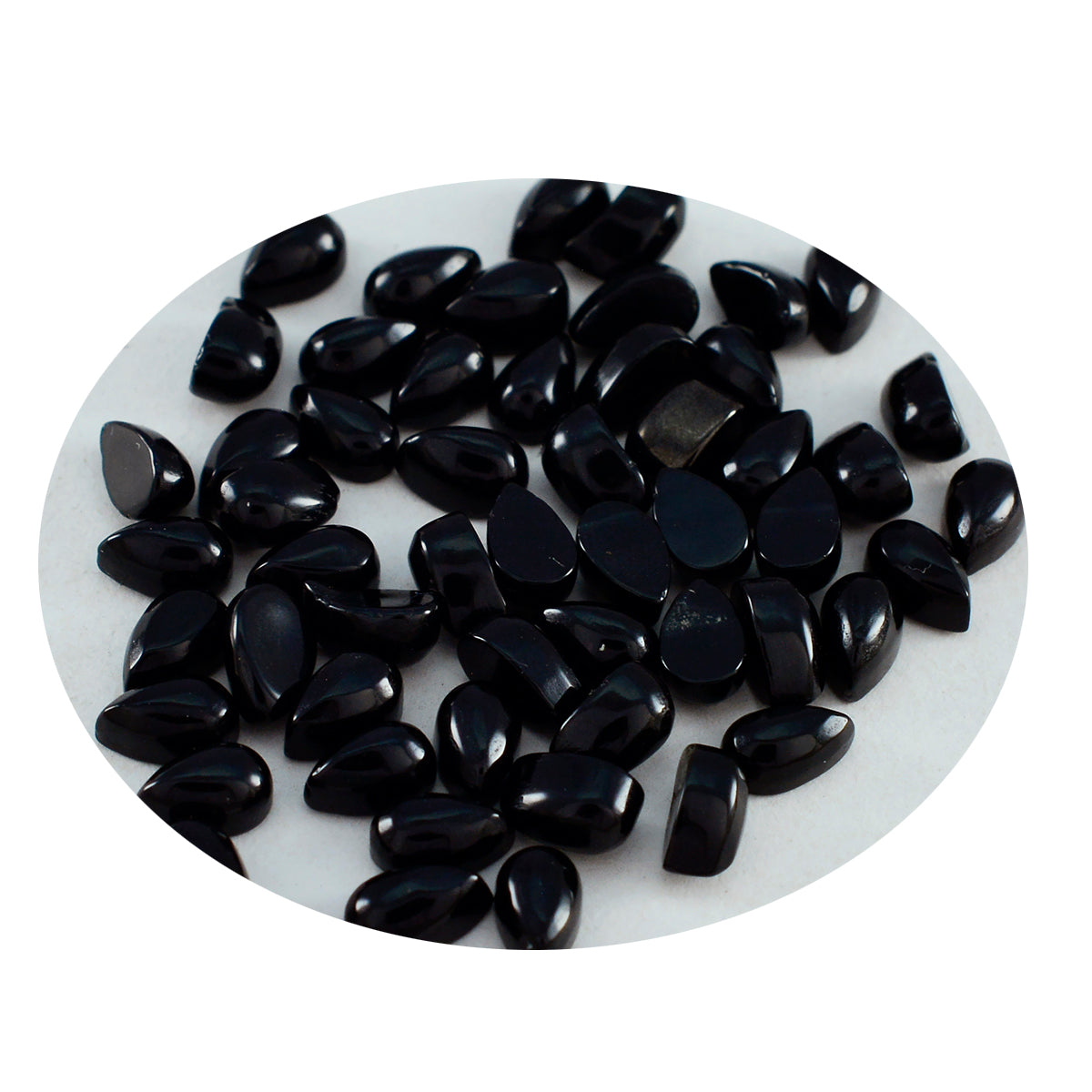 Black Onyx 10PC Tiny 3x5 MM Pear Cabochon Black Fine semi Precious Loose Gemstone