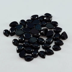 Black Onyx 1PC Small 6x8 MM Pear Cabochon Black Genuine semi Precious Precious Gemstone