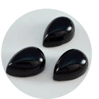 Black Onyx 1PC Medium 8x10 MM Pear Cabochon Black Brilliant semi Precious Loose Gemstones