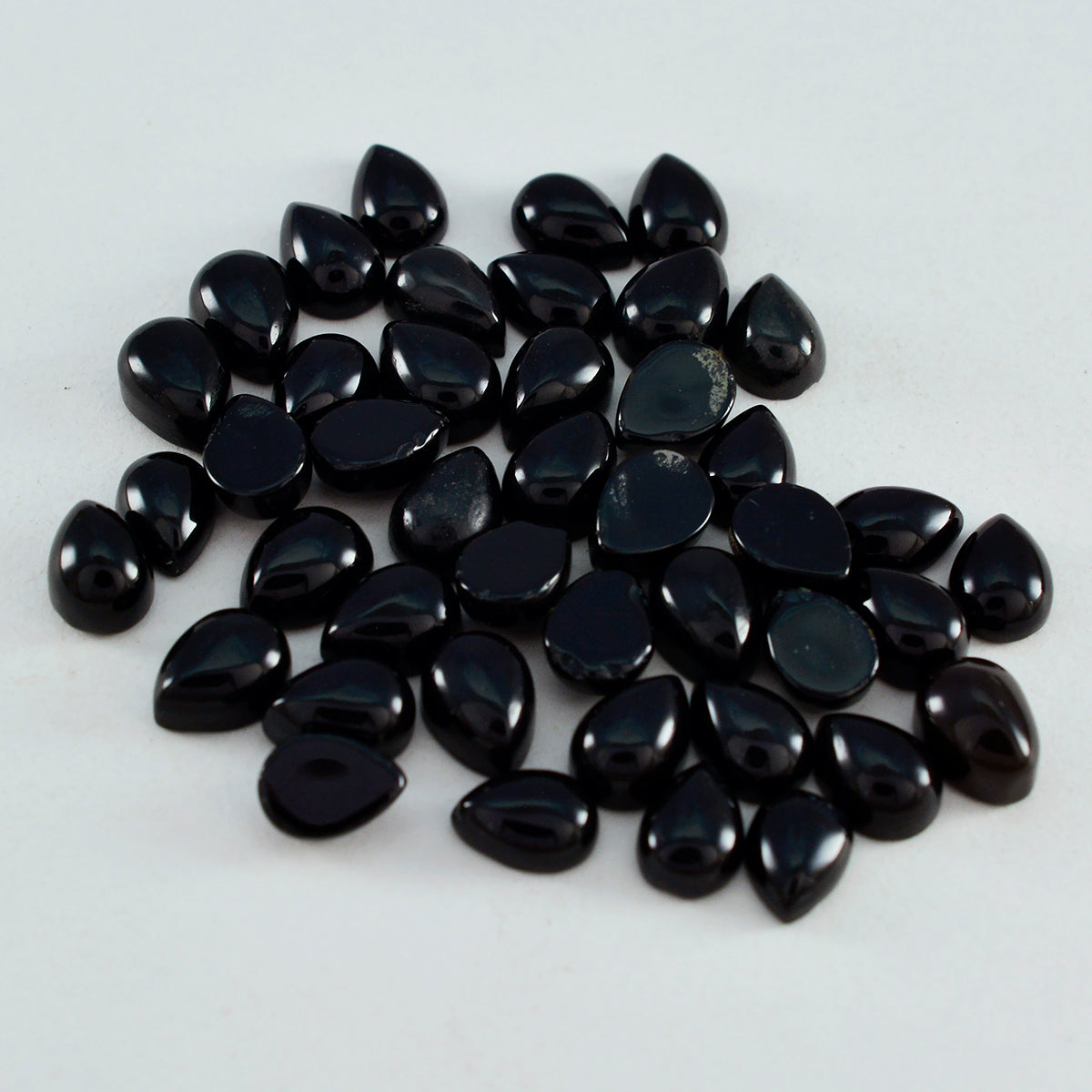 Black Onyx 10PC Tiny 4x6 MM Pear Cabochon Black High Quality semi Precious Loose Gemstones