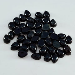 Black Onyx 10PC Tiny 4x6 MM Pear Cabochon Black High Quality semi Precious Loose Gemstones
