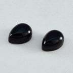 Black Onyx 1PC Small 6x8 MM Pear Cabochon Black Genuine semi Precious Precious Gemstone