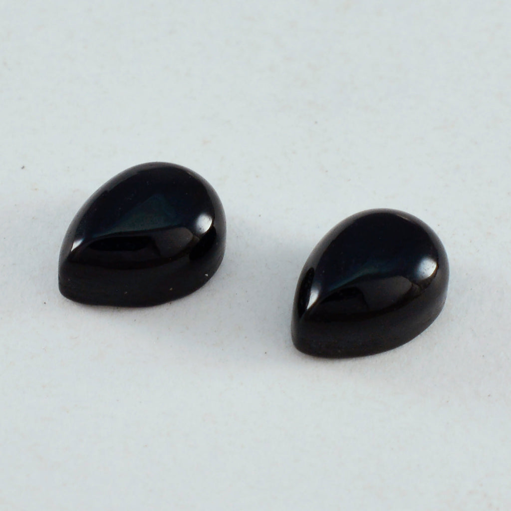 Black Onyx 1PC Medium 8x10 MM Pear Cabochon Black Brilliant semi Precious Loose Gemstones