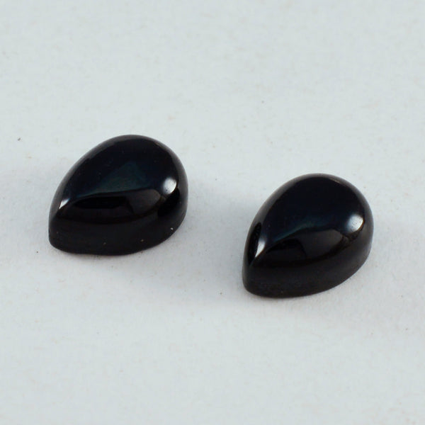 Black Onyx 1PC Medium 8x10 MM Pear Cabochon Black Brilliant semi Precious Loose Gemstones