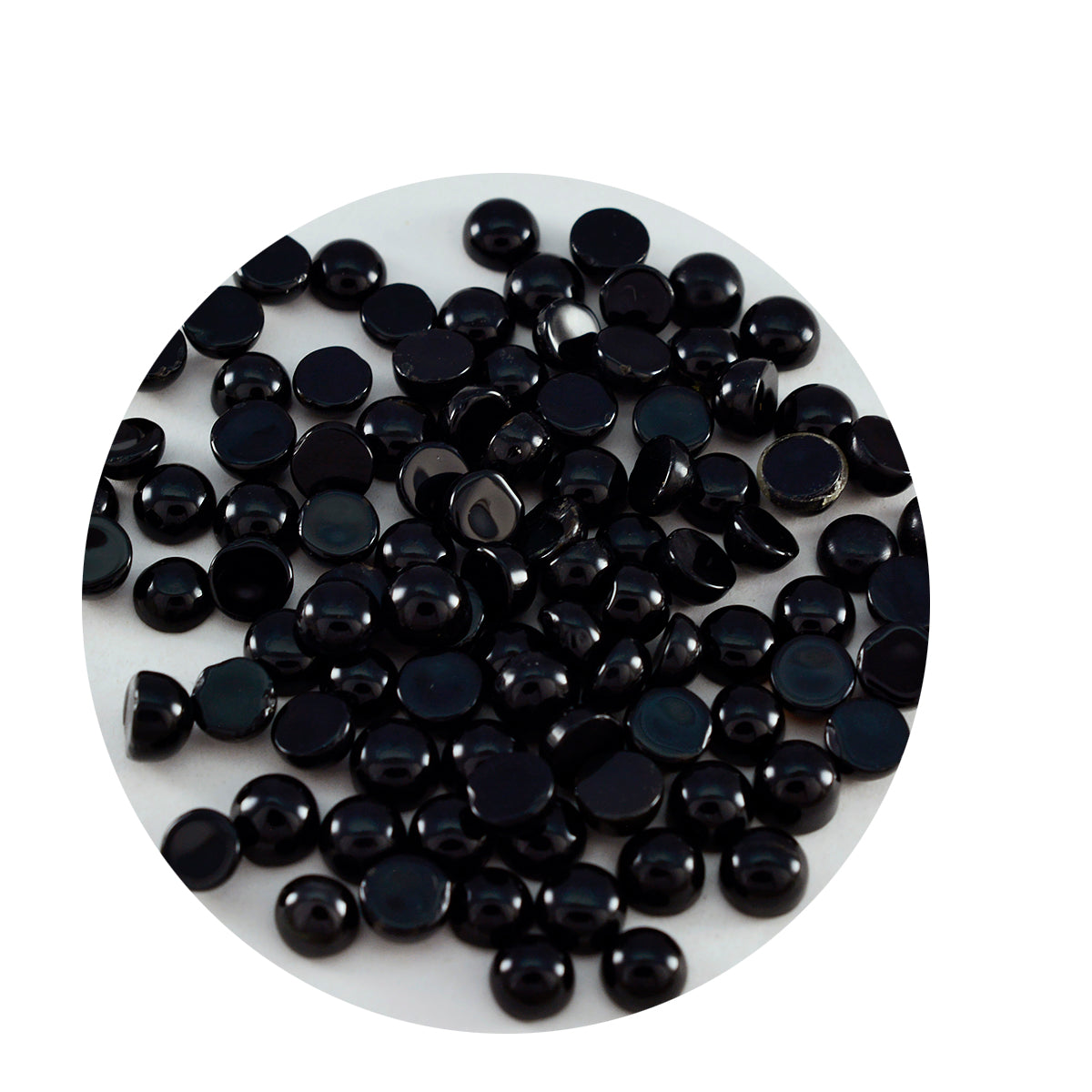Black Onyx 10PC Tiny 4x4 MM Round Cabochon Black Natural semi Precious Gems