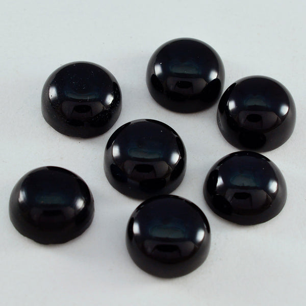 Black Onyx 1PC Small 8x8 MM Round Cabochon Black Fiery semi Precious Semi Precious Gemstone