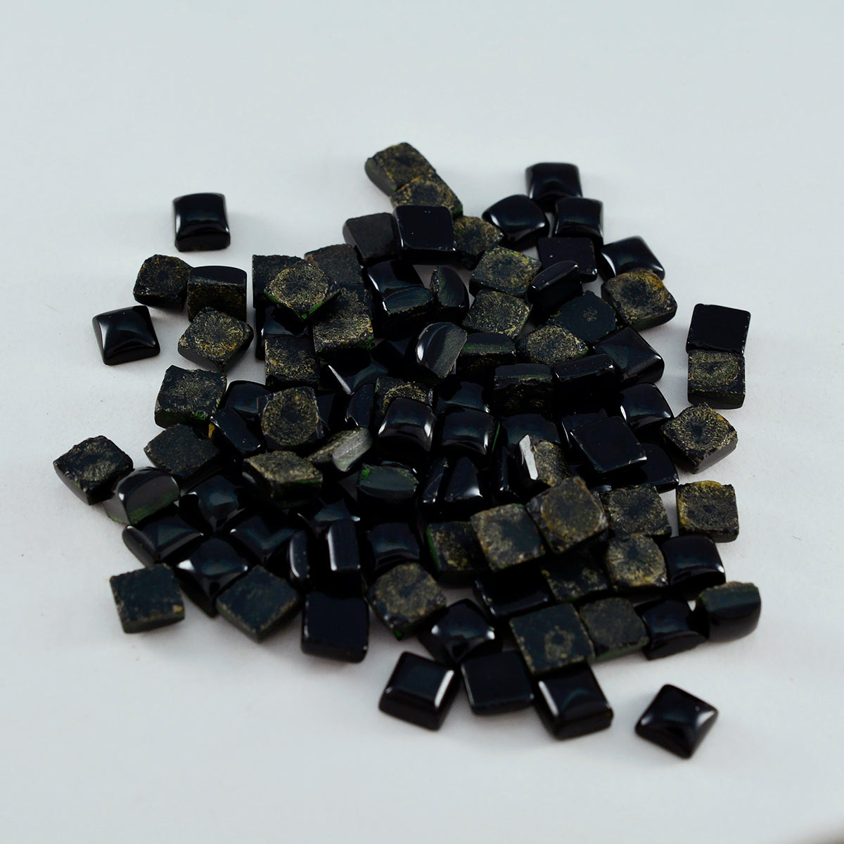 Black Onyx 10PC Tiny 4x4 MM Square Cabochon Black Luster semi Precious Precious Gemstone Huvudsaklig produktbild