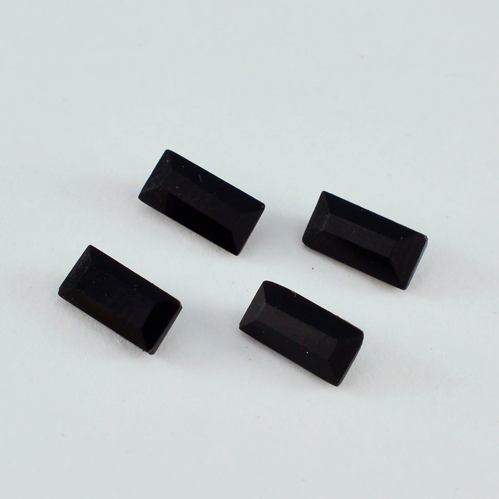 Black Onyx 1PC Tiny 4x8 MM Baguette Faceted Black Sparkling Semi Precious Loose Gemstone