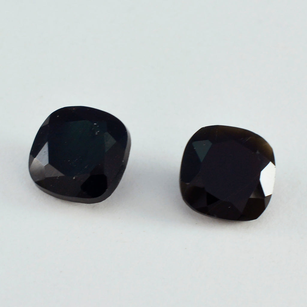 Black Onyx 1PC Large 10x10 MM Cushion Faceted Black Shine Semi Precious Loose Gems