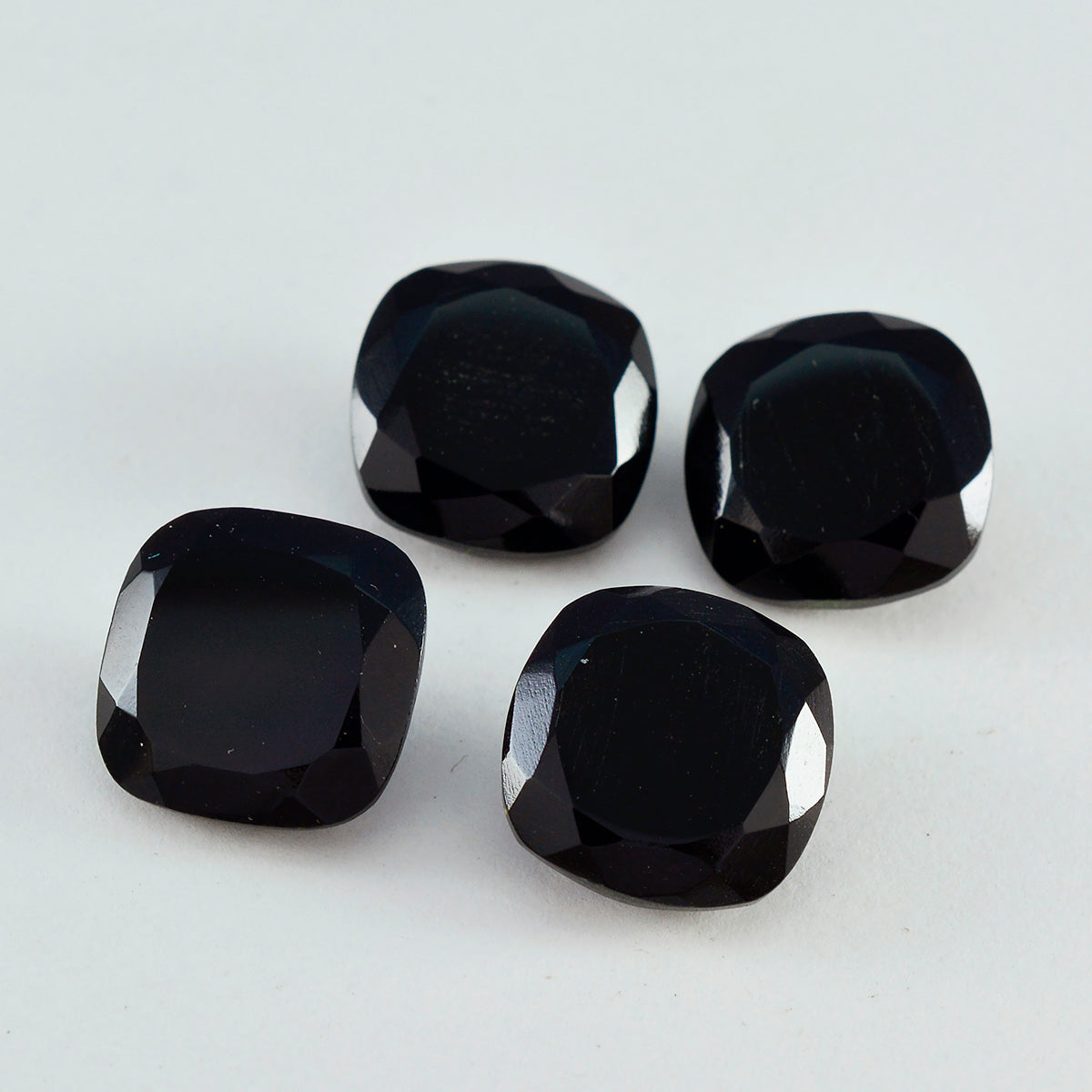 Black Onyx 1PC Large 10x10 MM Cushion Faceted Black Shine Semi Precious Loose Gems