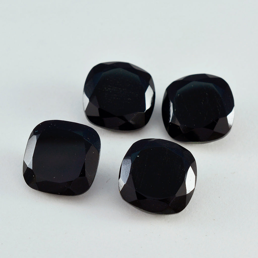 Black Onyx 1PC Large 12x12 MM Cushion Faceted Black High Quality Semi Precious Loose Gemstones