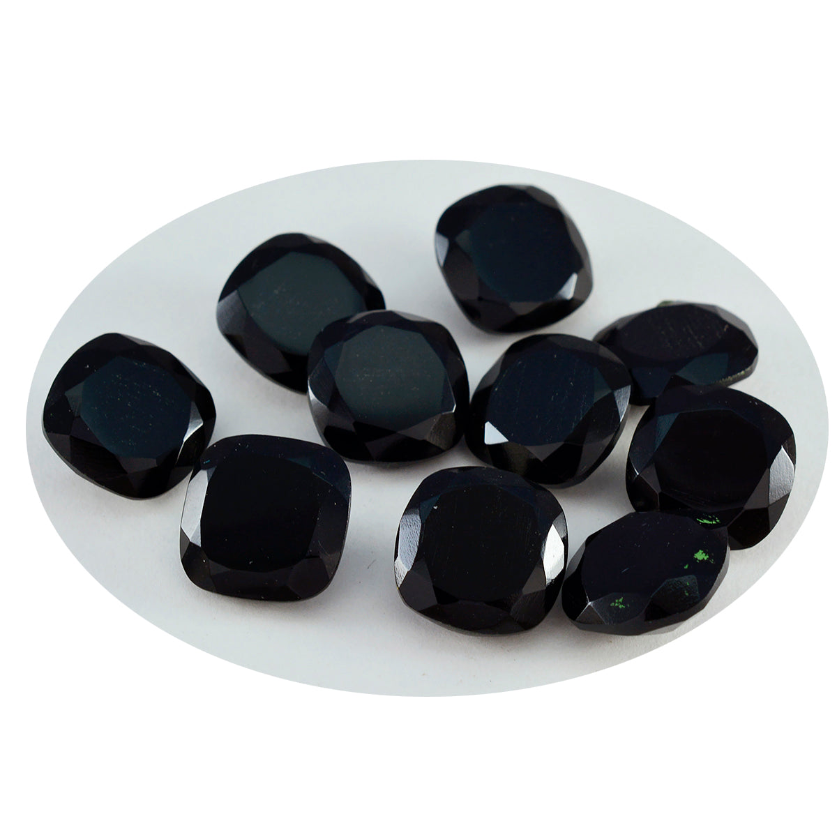 Black Onyx 10PC Tiny 4x4 MM Cushion Faceted Black Brilliant Semi Precious Loose Gemstones