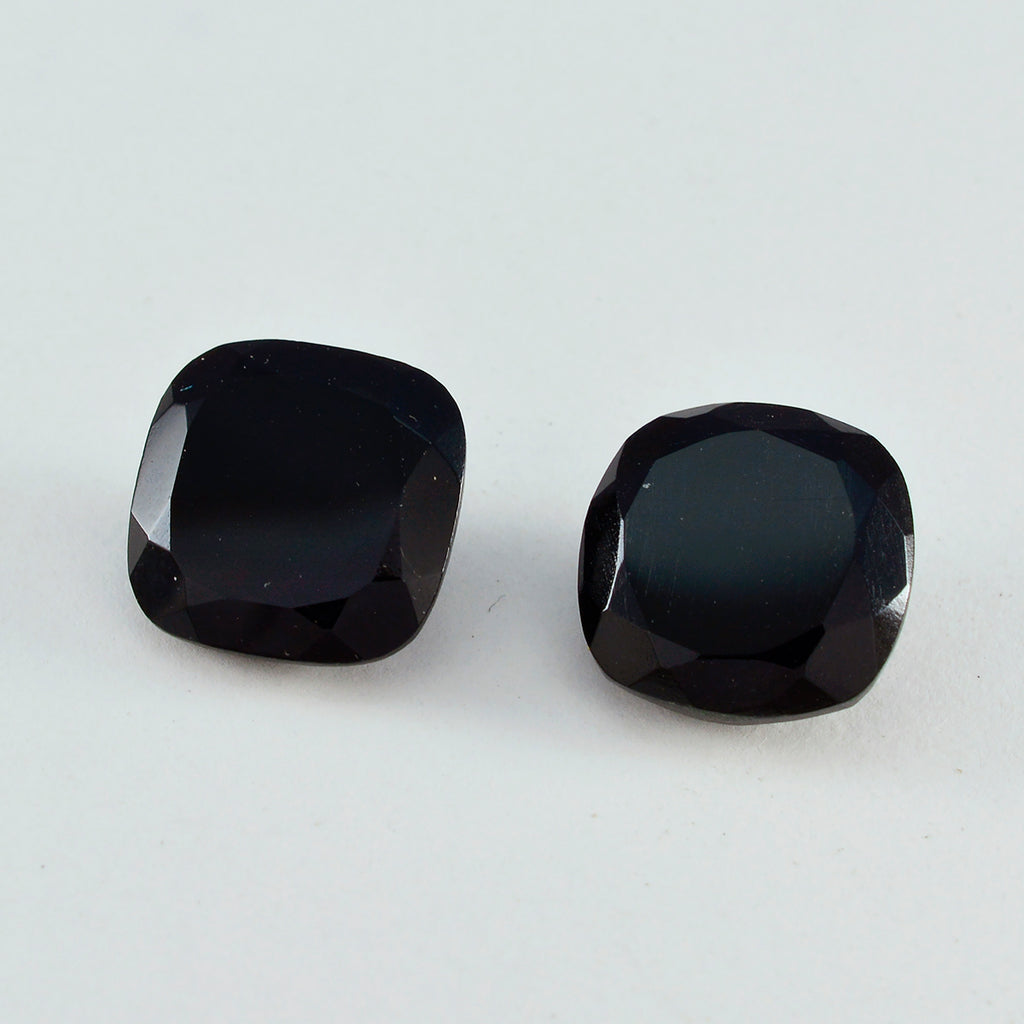 Black Onyx 1PC Large 12x12 MM Cushion Faceted Black High Quality Semi Precious Loose Gemstones