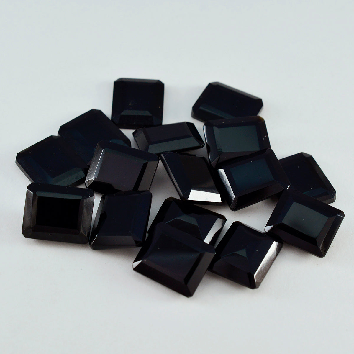 Black Onyx 1PC Large 10x12 MM Emerald Faceted Black Luster Semi Precious Loose Gemstones Sekundär produktbild