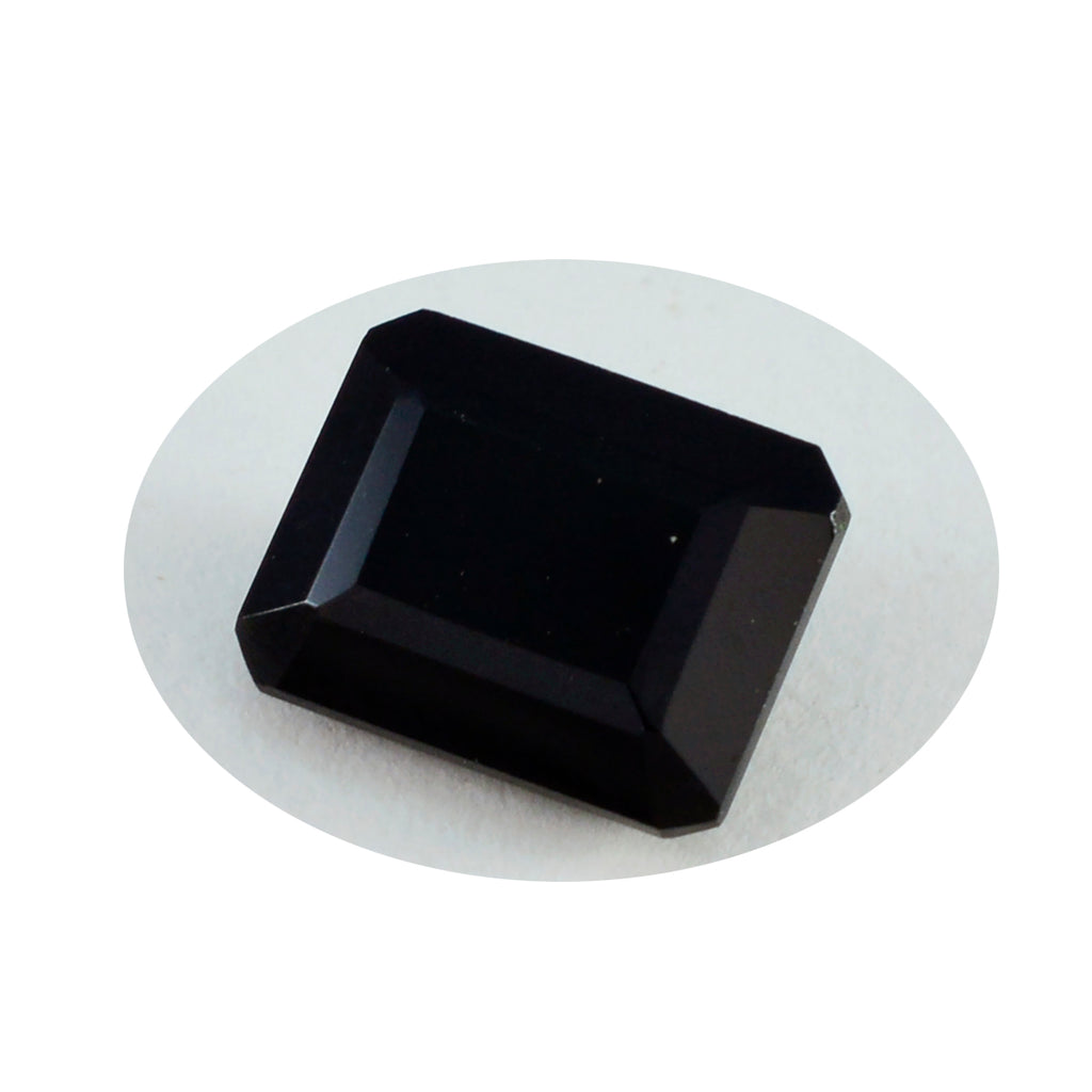 Black Onyx 1PC Large 10x12 MM Emerald Faceted Black Luster Semi Precious Loose Gemstones