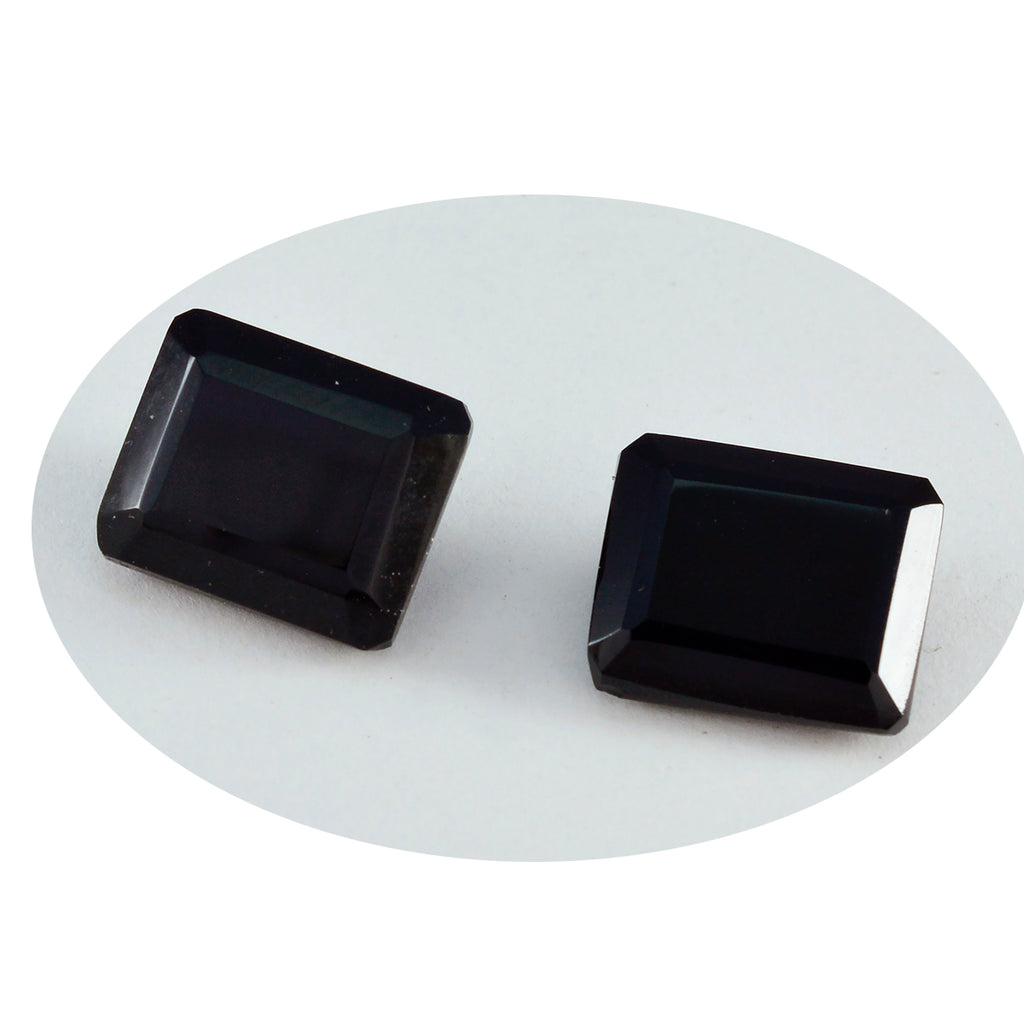 Black Onyx 1PC Large 10x14 MM Emerald Faceted Black Lustrous Semi Precious Gems