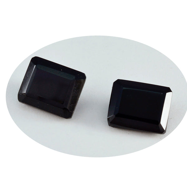 Black Onyx 1PC Large 10x14 MM Emerald Faceted Black Lustrous Semi Precious Gems