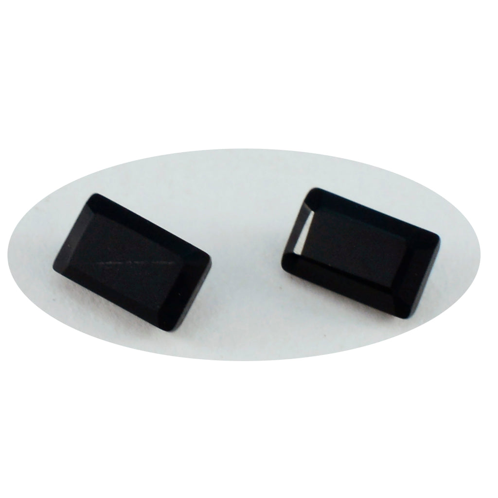 Black Onyx 1PC Small 6x8 MM Emerald Faceted Black Superior Semi Precious Gems