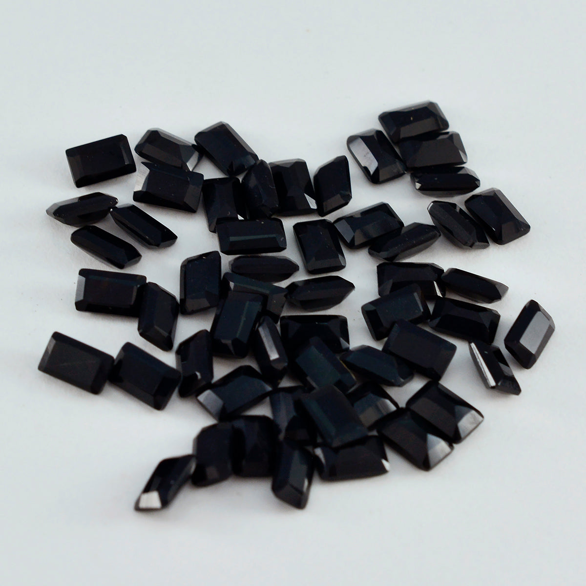 Black Onyx 1PC Medium 7x10 MM Emerald Faceted Black Brilliant Semi Precious Loose Gemstones