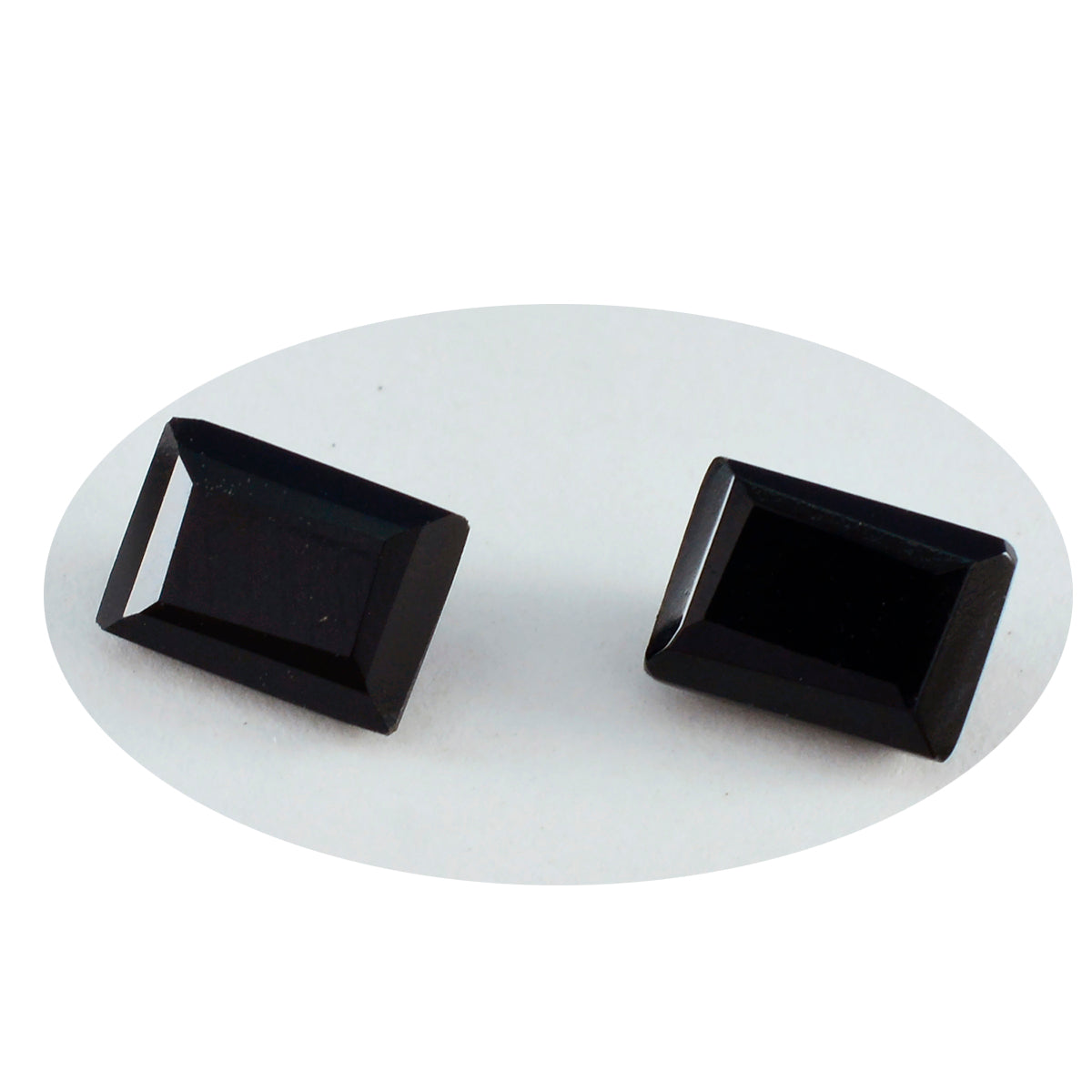 Black Onyx 1PC Small 7x9 MM Emerald Faceted Black Fiery Semi Precious Loose Gemstone