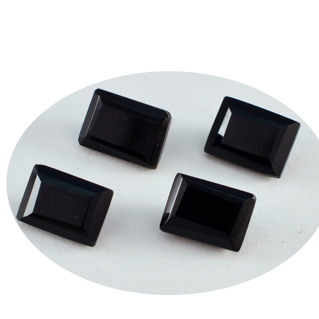 Black Onyx 1PC Large 8x12 MM Emerald Faceted Black Splendid Semi Precious Loose Gemstone