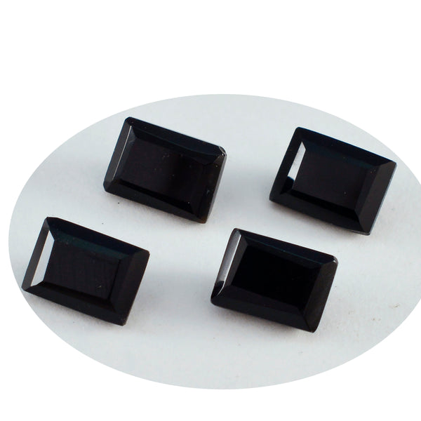 Black Onyx 1PC Large 8x12 MM Emerald Faceted Black Splendid Semi Precious Loose Gemstone