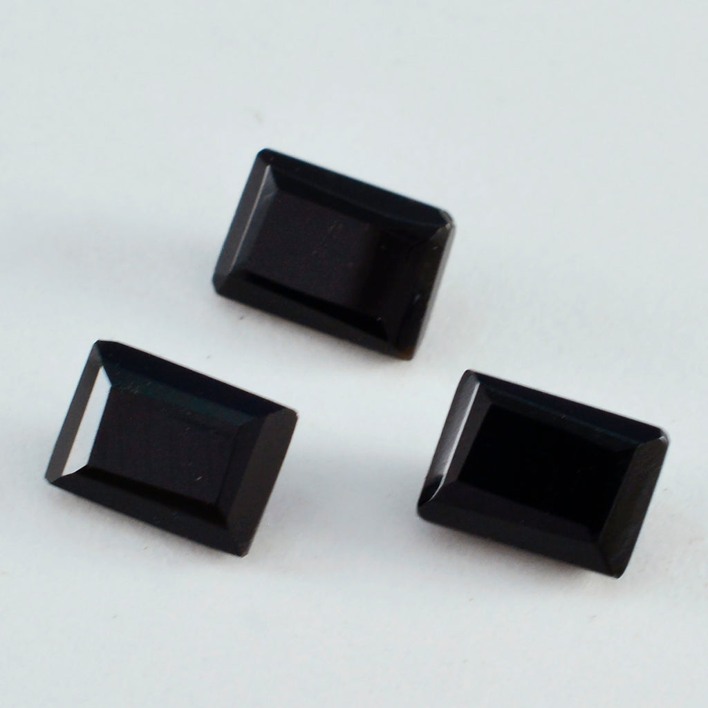 Black Onyx 1PC Large 10x14 MM Emerald Faceted Black Lustrous Semi Precious Gems