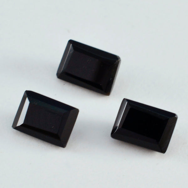Black Onyx 1PC Large 10x14 MM Emerald Faceted Black Lustrous Semi Precious Gems