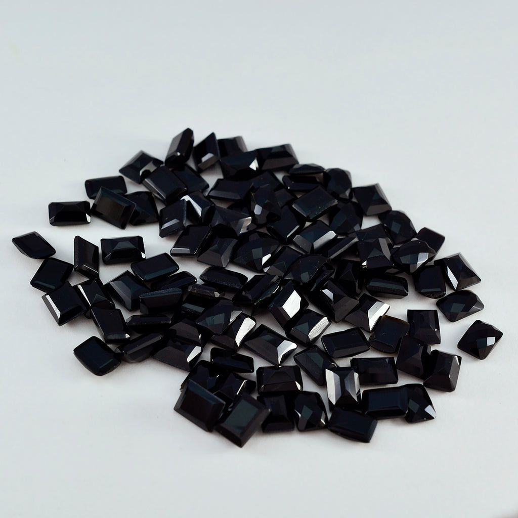 Black Onyx 1PC Tiny 5x7 MM Emerald Faceted Black Genuine Semi Precious Loose Gemstones