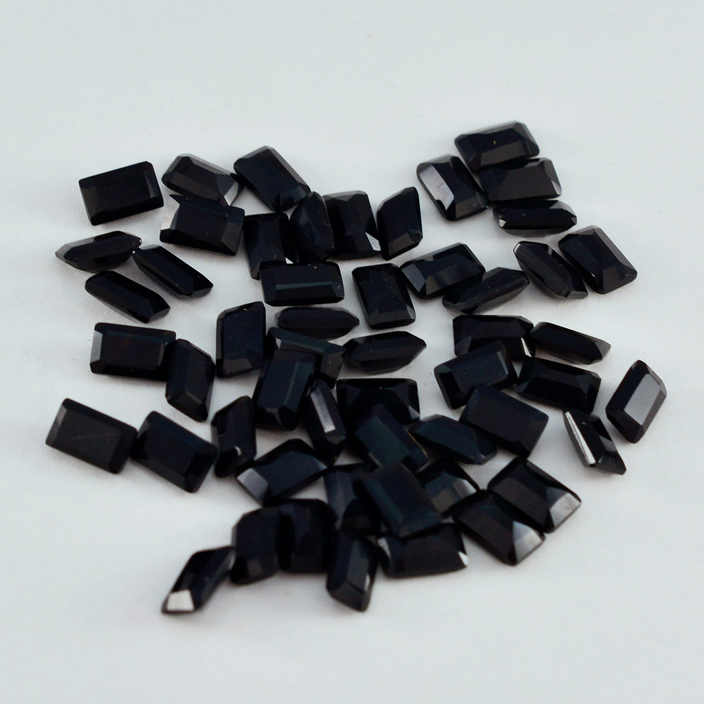 Black Onyx 1PC Small 6x9 MM Emerald Faceted Black Pure Semi Precious Loose Gems