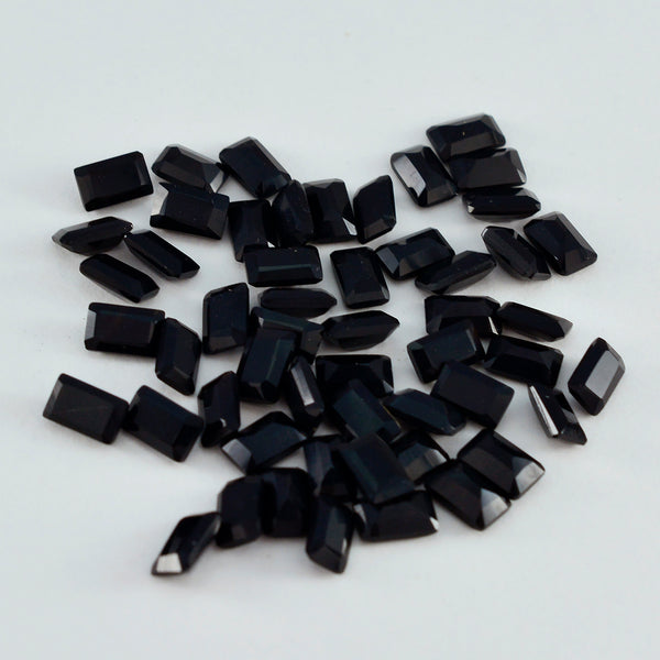 Black Onyx 1PC Small 6x9 MM Emerald Faceted Black Pure Semi Precious Loose Gems