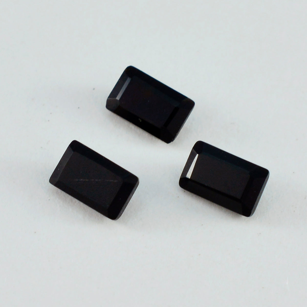 Black Onyx 1PC Small 7x9 MM Emerald Faceted Black Fiery Semi Precious Loose Gemstone