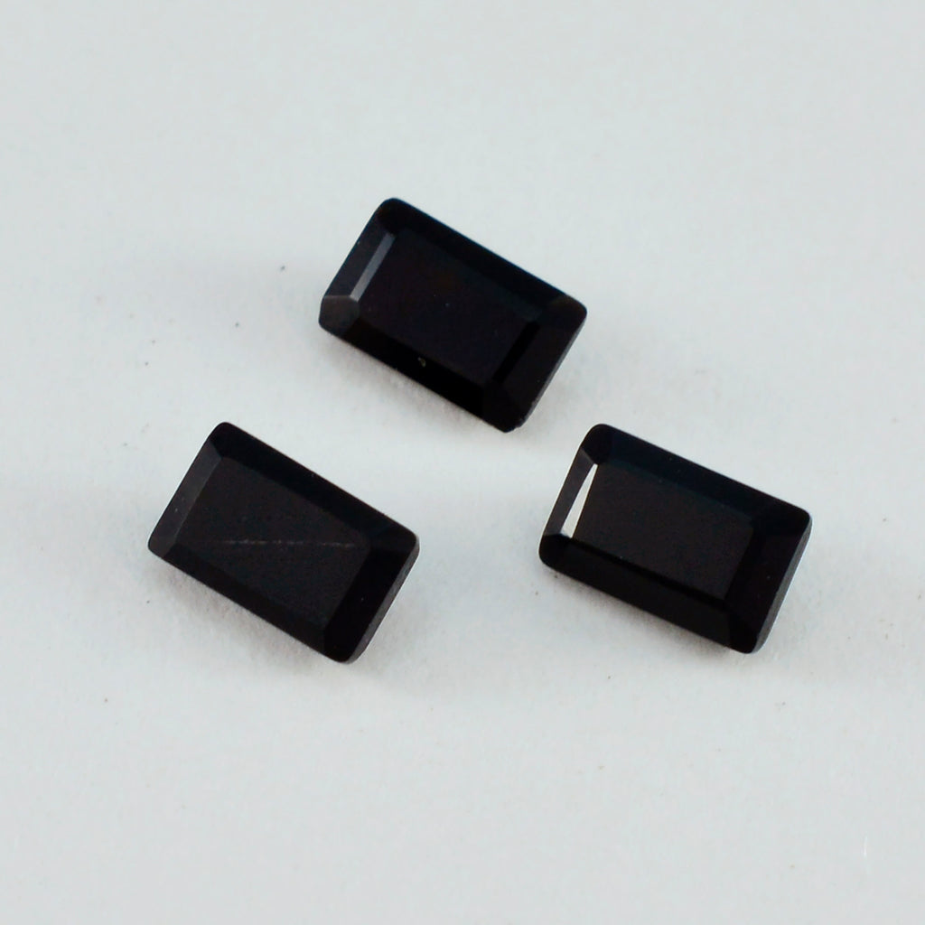Black Onyx 1PC Medium 8x10 MM Emerald Faceted Black Sparkling Semi Precious Gems