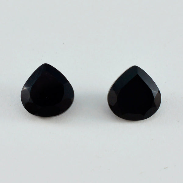 Black Onyx 1PC Large 10x10 MM Heart Faceted Black Shine Semi Precious Loose Gems