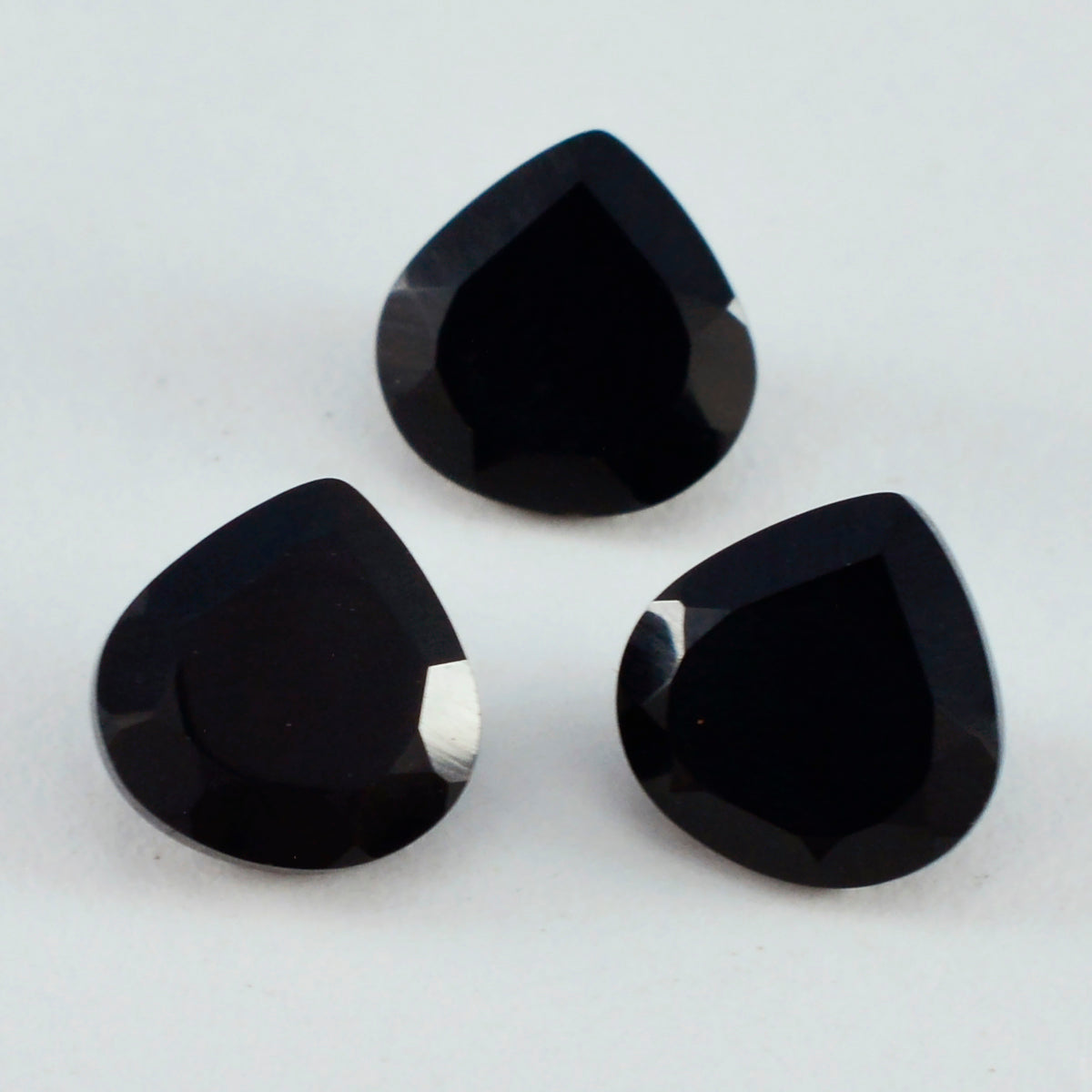 Black Onyx 1PC Chunky 16x16 MM Heart Faceted Black Pure Semi Precious Loose Gemstones Sekundär produktbild