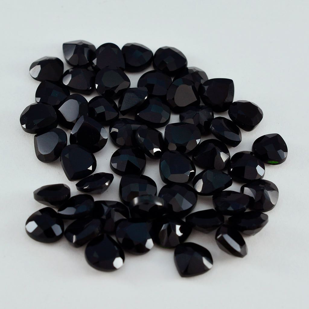 Black Onyx 1PC Small 8x8 MM Heart Faceted Black Luster Semi Precious Loose Gemstones