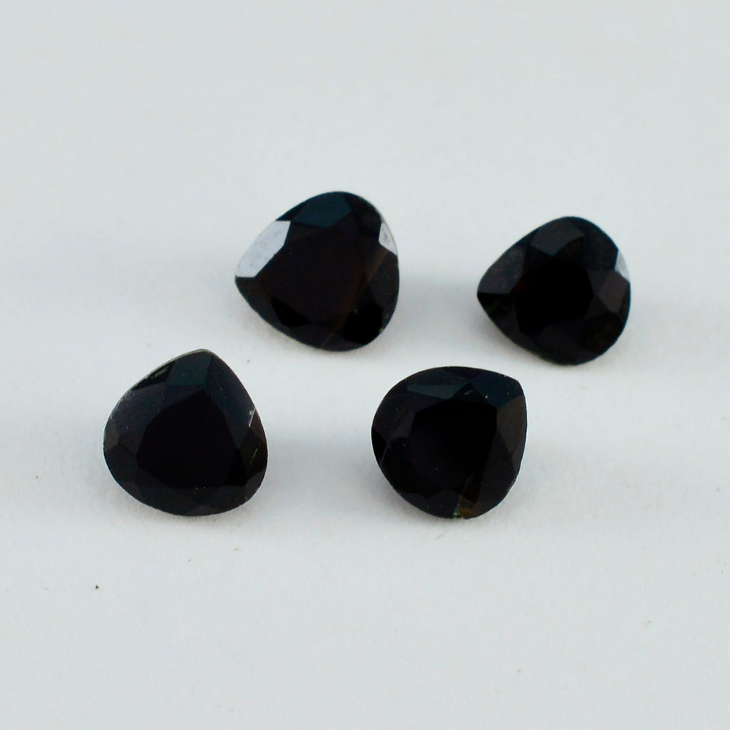 Black Onyx 10PC Tiny 5x5 MM Heart Faceted Black Sparkling Semi Precious Gems