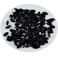 Schwarzer Onyx, 1 Stück, winzig, 4 x 8 mm, Marquise-Optik, facettiert, schwarz, natürliche Halbedelsteine