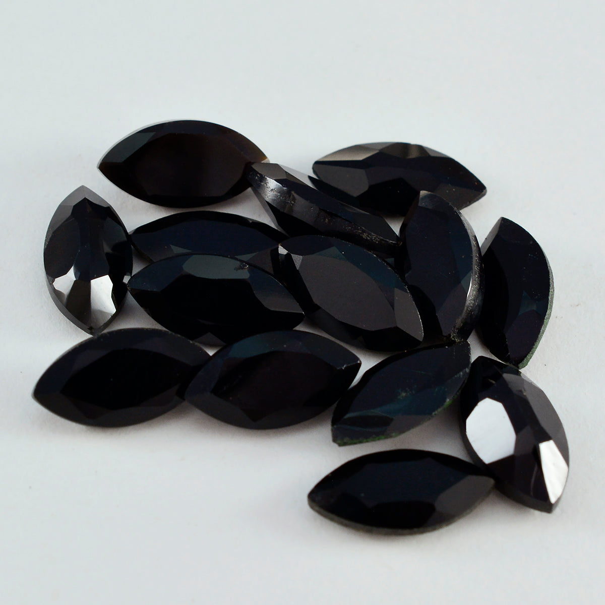 Black Onyx 1PC Large 8x16 MM Marquise Faceted Black Fiery Semi Precious Gems Sekundär produktbild