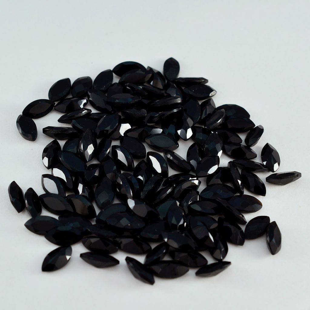 Black Onyx 10PC Tiny 2.5x5 MM Marquise Faceted Black Fine Semi Precious Loose Gemstone