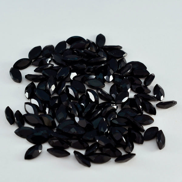 Black Onyx 10PC Tiny 2.5x5 MM Marquise Faceted Black Fine Semi Precious Loose Gemstone