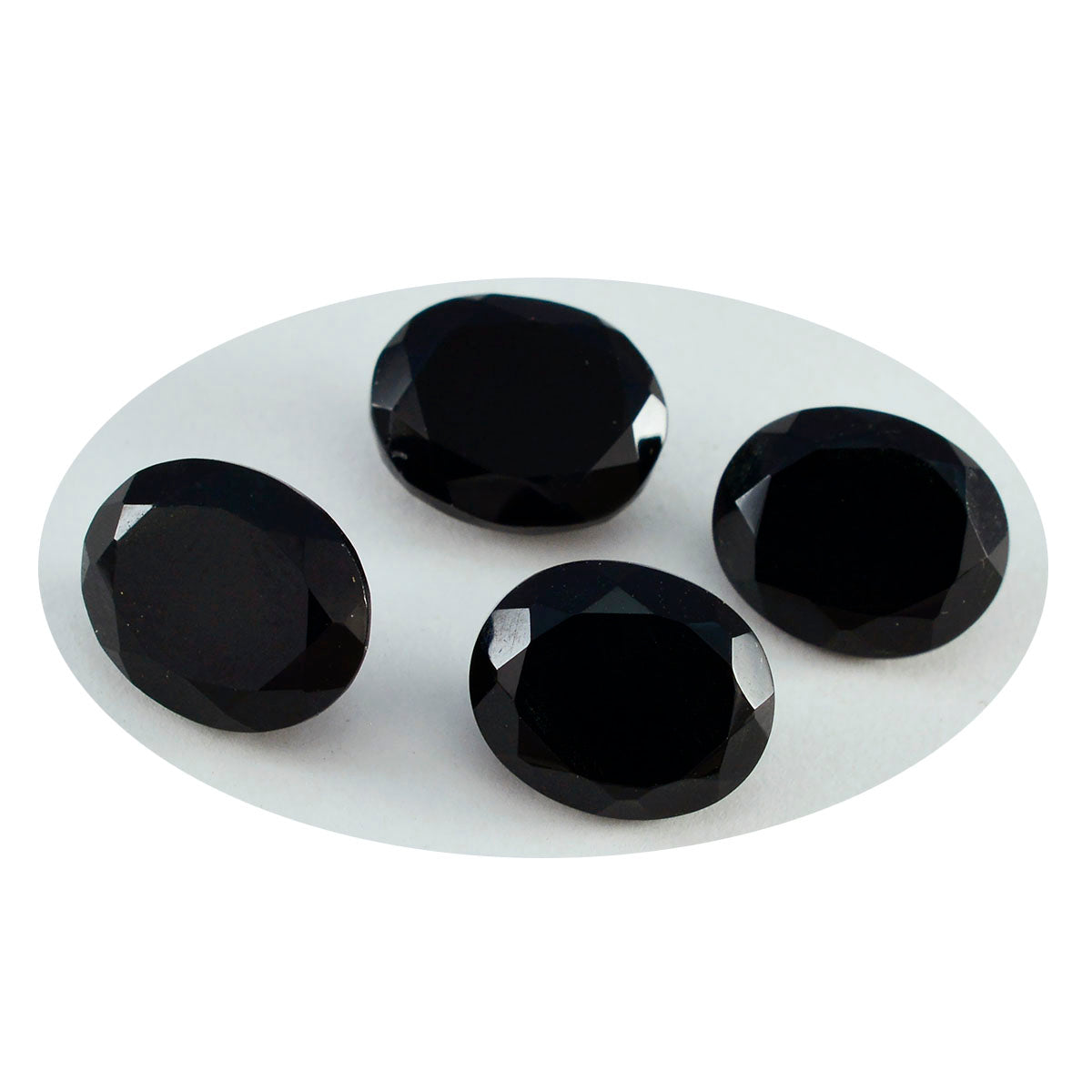 Black Onyx 1PC Large 10x12 MM Oval Faceted Black Pure Semi Precious Loose Gemstones Image secondaire du produit